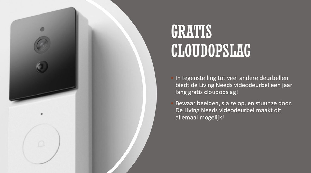 Living Needs – Draadloze Deurbel – Videodeurbel – Deurbel met Camera – Gratis Cloudservice - Afbeelding 7