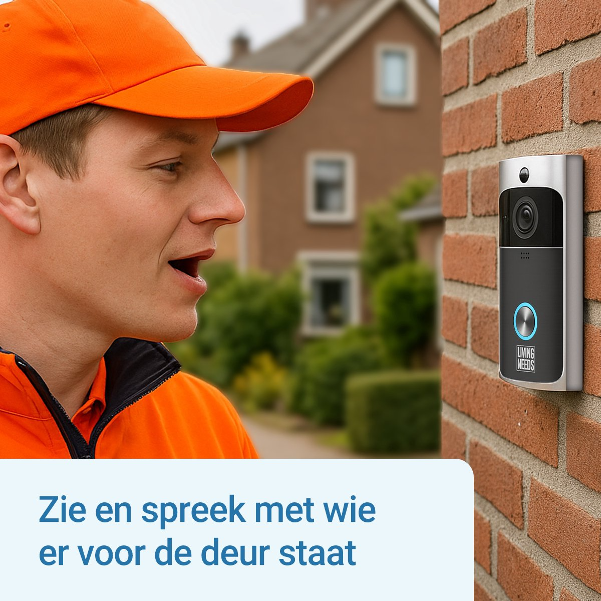 Living Needs – Slimme Video Deurbel met Camera – Donkergrijs – Full HD – Nachtzicht – App & Bewegingsmelder – Draadloos - Afbeelding 4