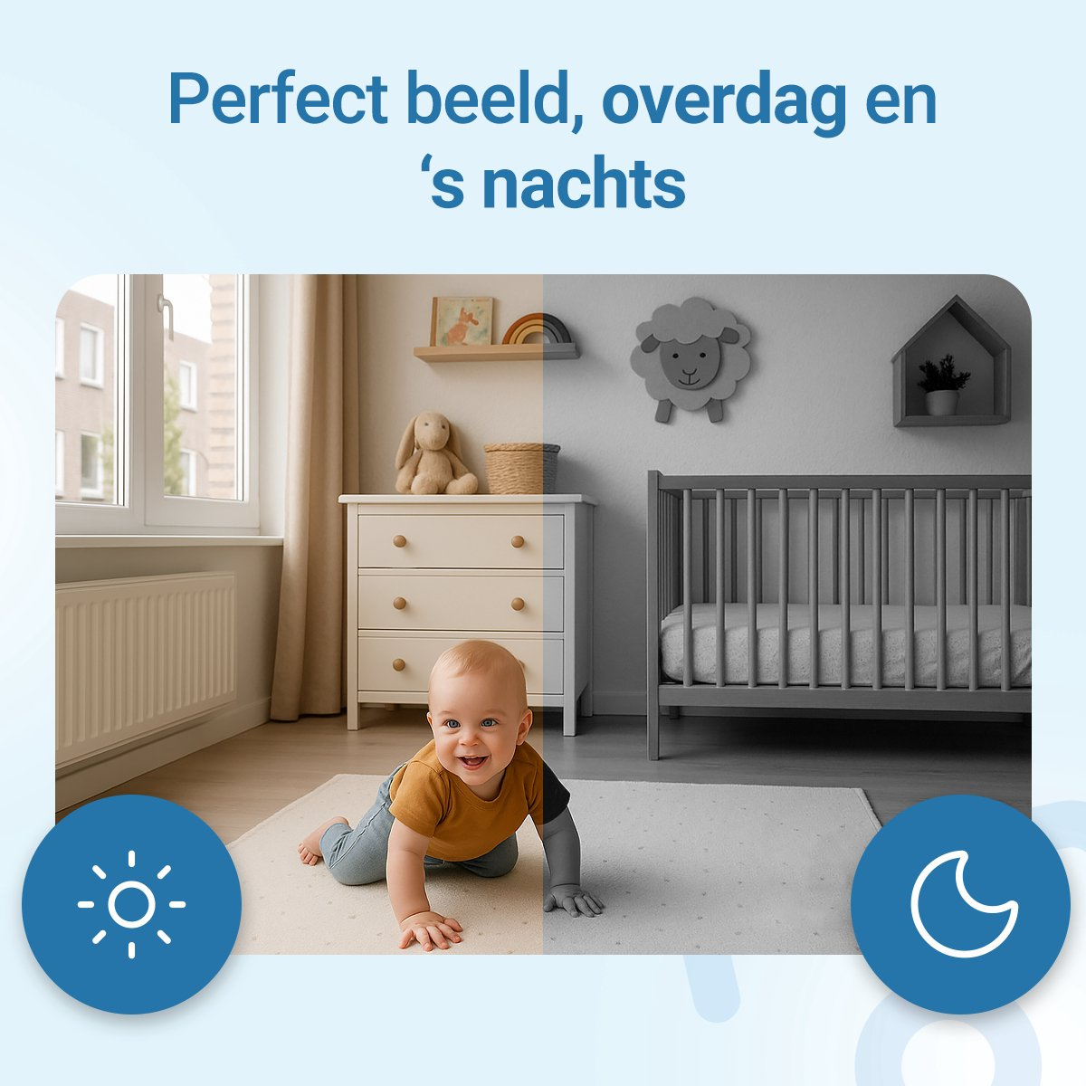 Living Needs – Babyfoon met Camera en App – Zwart – Full HD Nachtzicht – Baby monitor met Geluids- en Bewegingsdetectie - Afbeelding 4