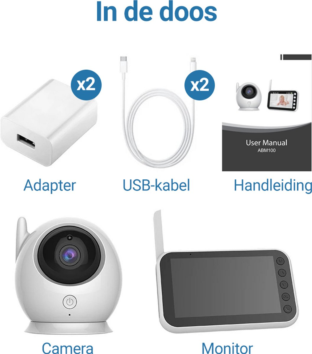 Living Needs - HD Babyfoon met Camera - Nachtzicht & Zoomfunctie - 300m Bereik - Met 8 Slaapliedjes - Afbeelding 4