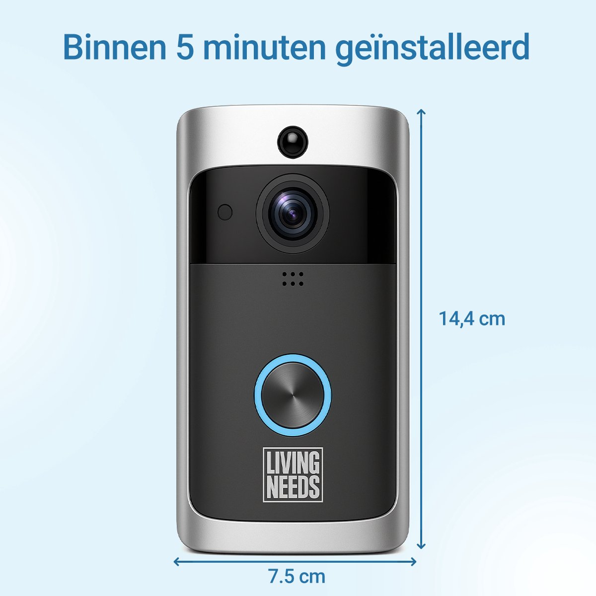Living Needs – Slimme Video Deurbel met Camera – Donkergrijs – Full HD – Nachtzicht – App & Bewegingsmelder – Draadloos - Afbeelding 7